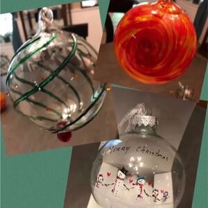 Christmas Glass Ornaments - Three -  Approx 12” diameter.